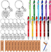 Set di 12 penne colorate per ringraziare i colleghi, regalo di addio per i dipendenti, penne a sfera con chiusura a chiave e anello da chiave, piccoli regali per i colleghi e i membri del team in caso di cambio di lavoro e pensione