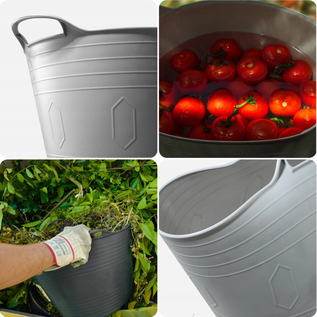 Bacinella per bucato KADAX, bacinella rotonda in plastica, vasca flessibile, 15 litri, grigia