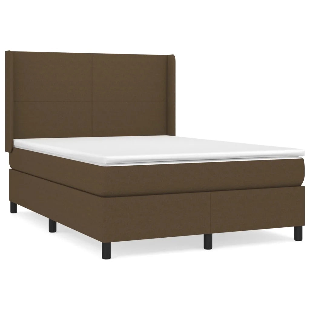 Giroletto a Molle con Materasso Marrone Scuro 140x190cm Tessuto