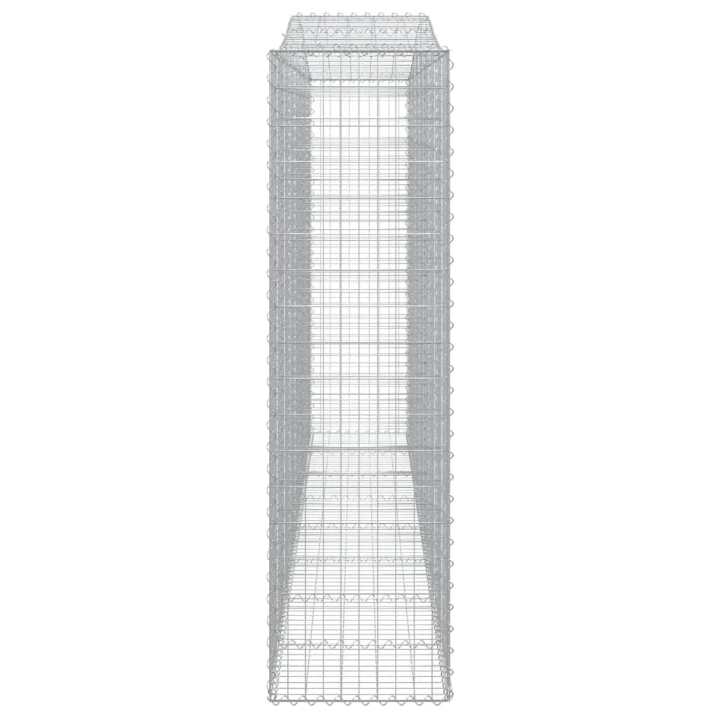 Cesto gabbione recinzione a gabbia muro di contenimento ad arco 400 x 50 x 180/200 cm ferro zincato argento 02_0040093
