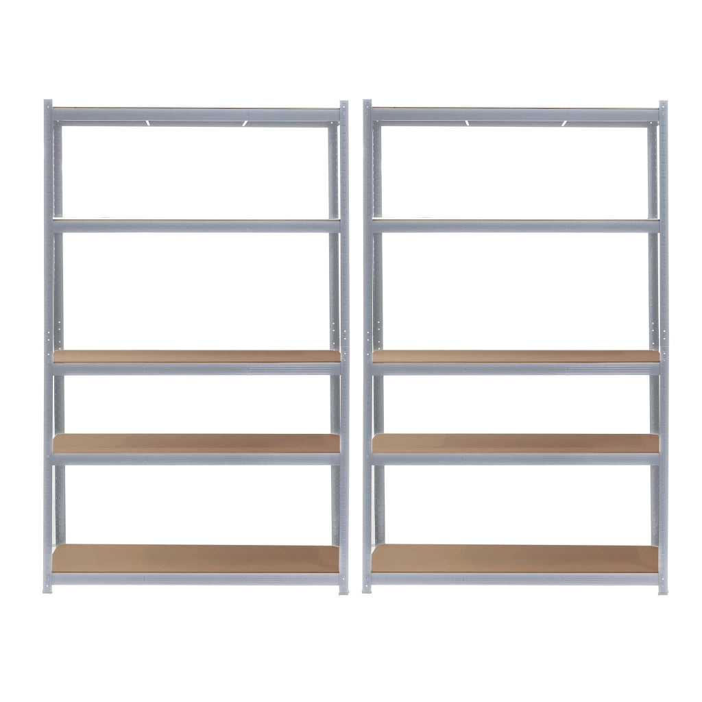 Set 2x Scaffali zincati a incastro per carichi pesanti 120x50x200cm 5 ripiani 175kg/piano