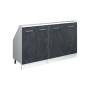 Mobile cucina sottotetto R-Line Calce nera/Bianco 140 cm Set di 2 Vicco