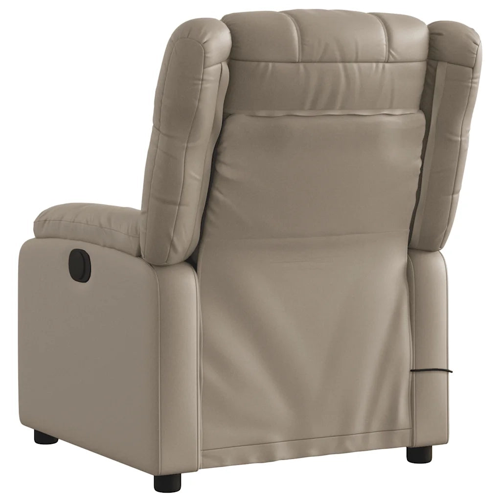 Divano Sedia-Poltrona Reclinabile Massaggio Elettrica Cappuccino Similpelle 354112