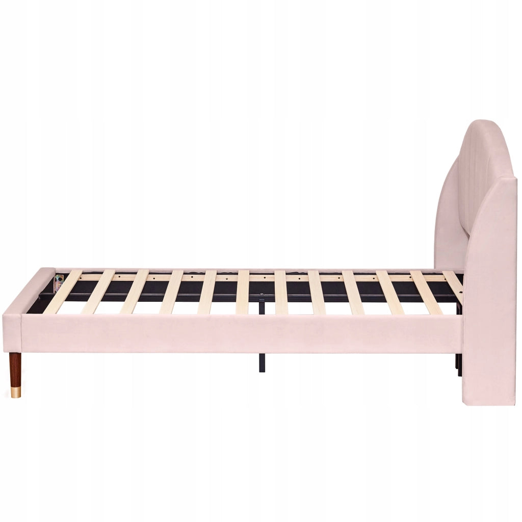 Letto imbottito 90x200 - Xylo - Rosa, velluto
