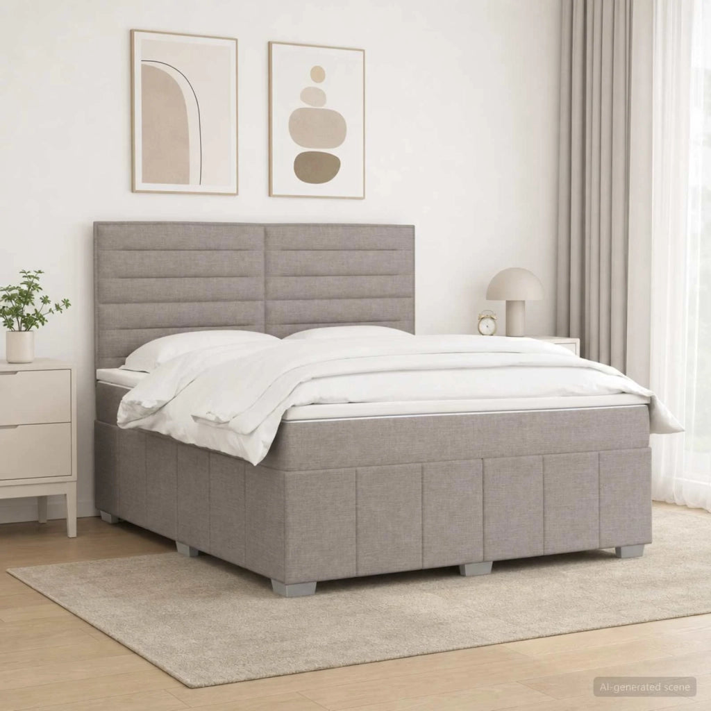 Letto box spring con materasso Tortora 140 x 200 cm Tessuto 3454152