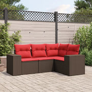 Salotto da Giardino-Set Divani da Giardino 4 pz con Cuscini Marrone in Polyrattan 914284