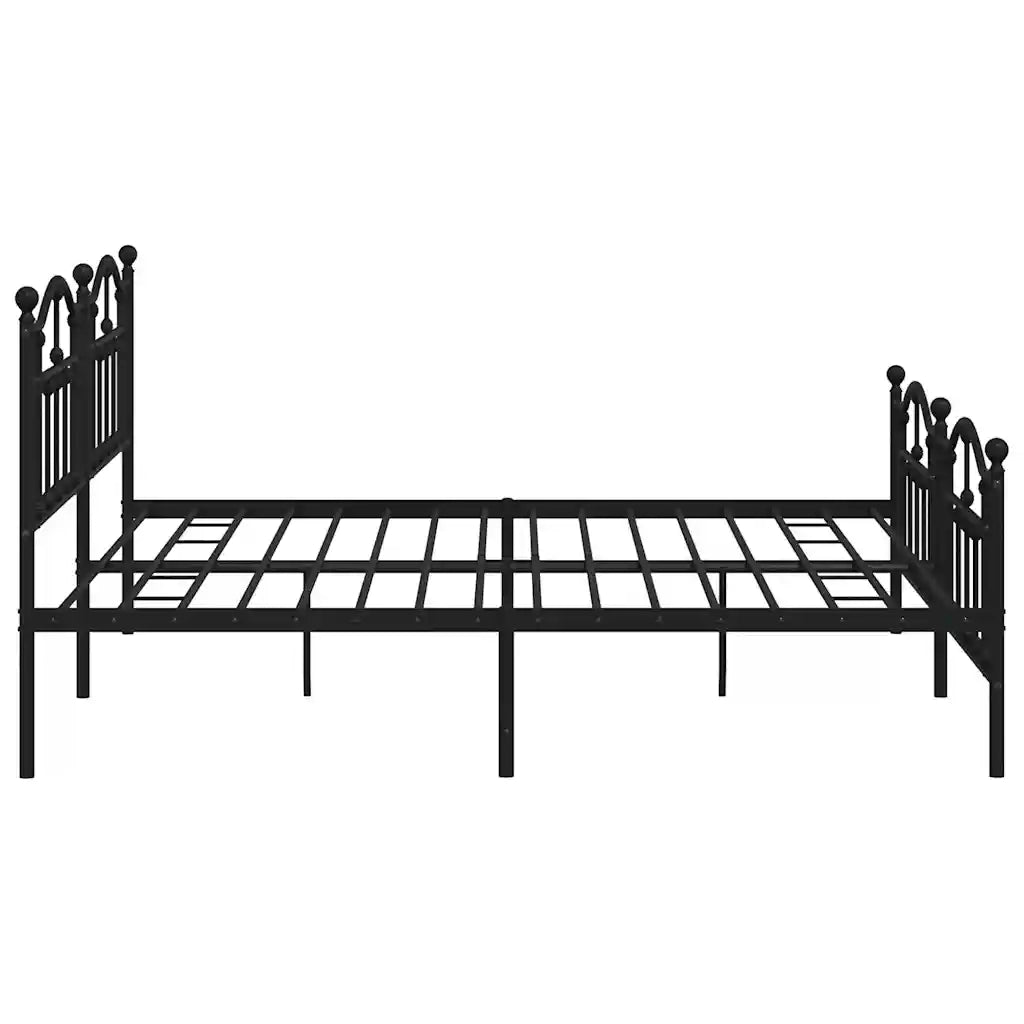 Giroletto con Testiera e Pediera Metallo Nero 200x200 cm 353464