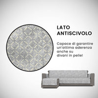 Copridivano con Penisola Sinistra Seduta 290 cm in Poliestere e Cotone Grigio Chiaro