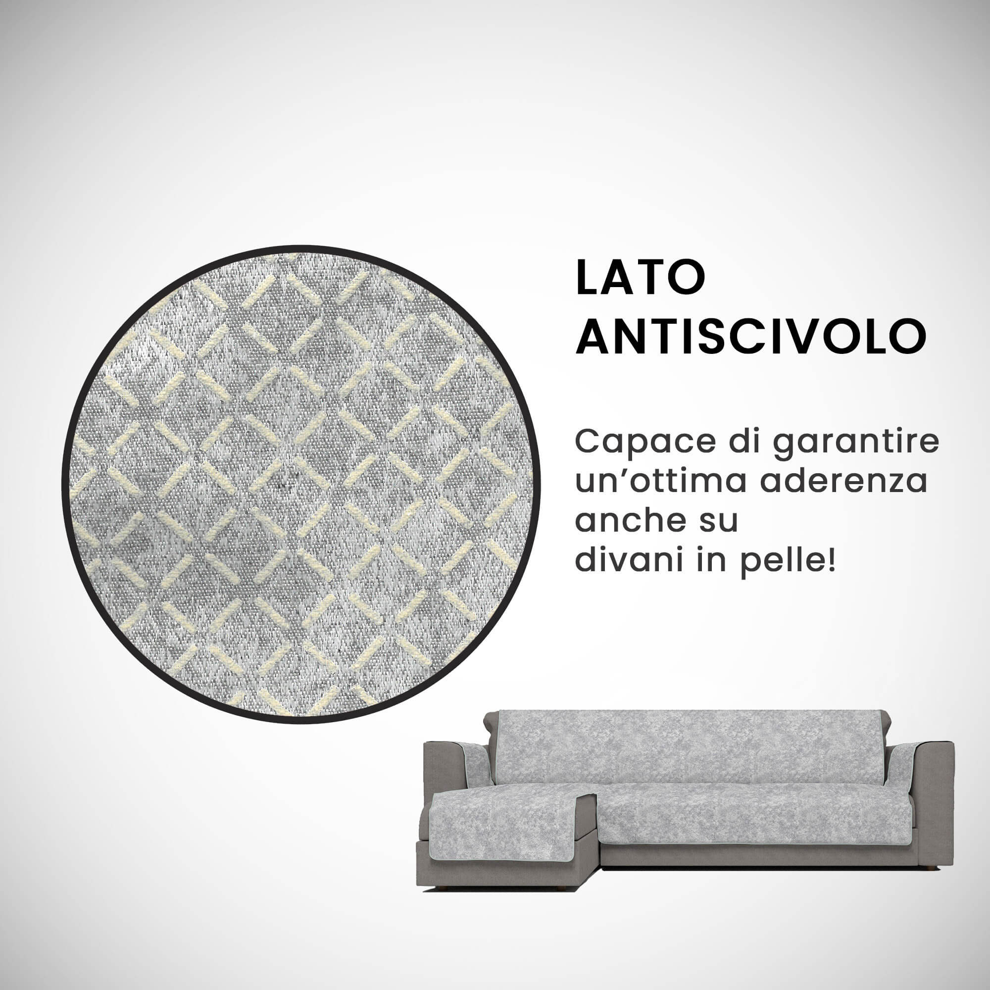 Copridivano con Penisola Sinistra Seduta 290 cm in Poliestere e Cotone Grigio Chiaro