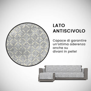 Copridivano con Penisola Sinistra Seduta 290 cm in Poliestere e Cotone Grigio Chiaro