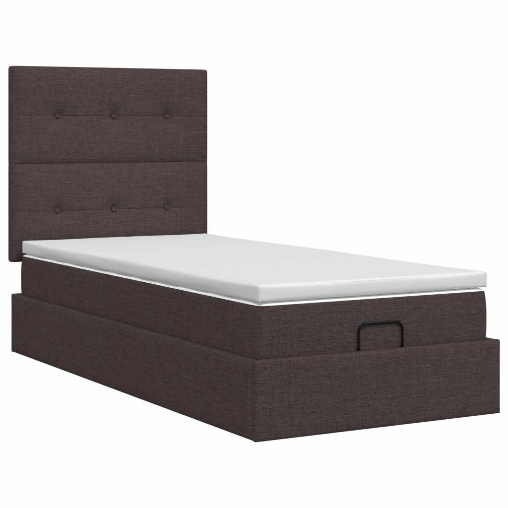 Letto ottomano con materasso Marrone Scuro 90 x 190 cm Tessuto 3457455