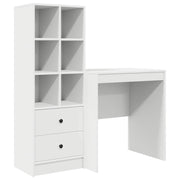 Scrivania | Tavolo da Ufficio con cassetto con lo scaffale 2 pz Bianco