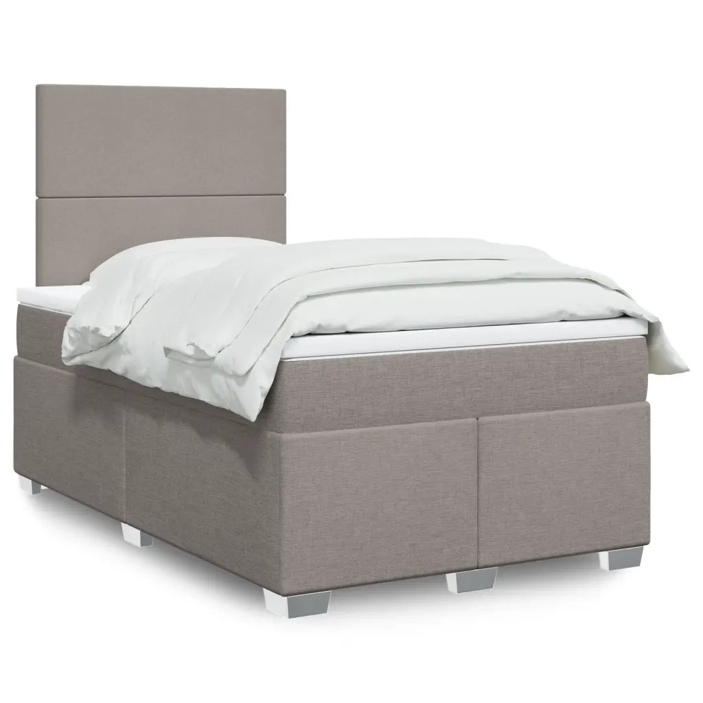 vidaXL Giroletto a Molle con Materasso Tortora 120x200 cm in Tessuto