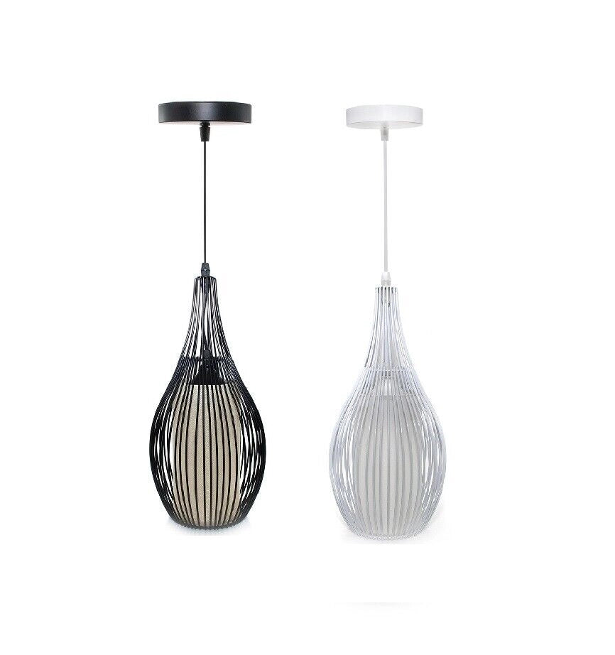 Lampadario da Soffitto a Sospensione Regolabile Design Moderno per Lampadina E27 Bianco Caldo Nero