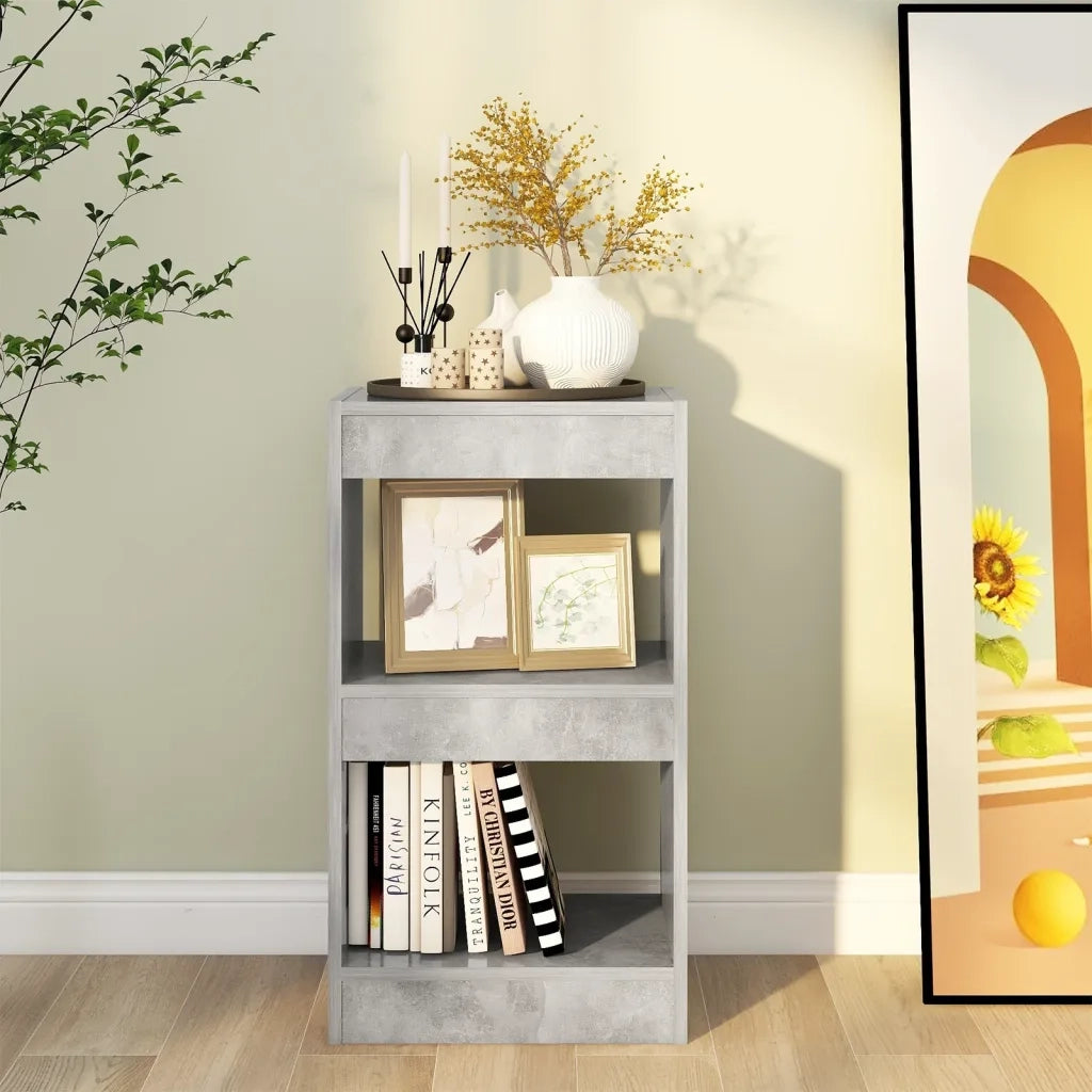Libreria Divisorio-Scaffale per Libri-Mobile di Stoccaggio Grigio Cemento 40x30x72 cm