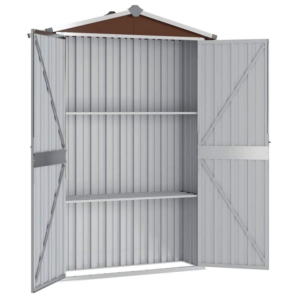 Casetta da giardino cabina ripostiglio casetta da esterno robusta casetta per attrezzi 116 x 45 x 175 cm acciaio zincato marrone 02_0022265