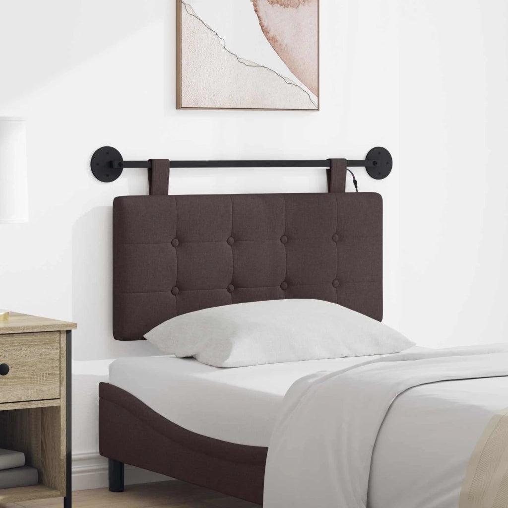 Testiera sospesa Con luce LED Marrone Scuro Tessuto