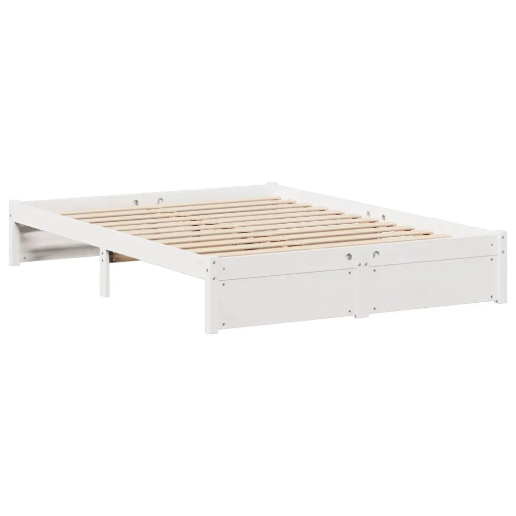 Letto Libreria senza Materasso-Struttura Letto con contenitore Bianco 140x200 cm Legno di Pino 517294