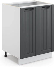 Mobiletto base cucina Fame-Line, Antracite casa di campagna, 60 cm senza piano di lavoro, per la combinazione con altri moduli della serie Fame-Line