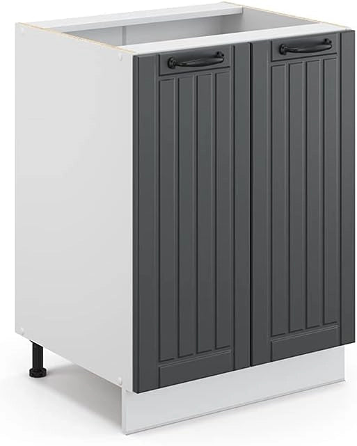 Mobiletto base cucina Fame-Line, Antracite casa di campagna, 60 cm senza piano di lavoro, per la combinazione con altri moduli della serie Fame-Line