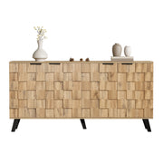 Credenza con 4 Ante e Ripiani Regolabili; Motivo Geometrico; in Pannello Truciolare; Legno; 160;5¡Á35;5¡Á78 cm