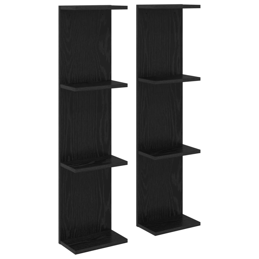 Scaffale da parete 2 pcs Rovere Nero 25 x 15 x 100 cm 8012383