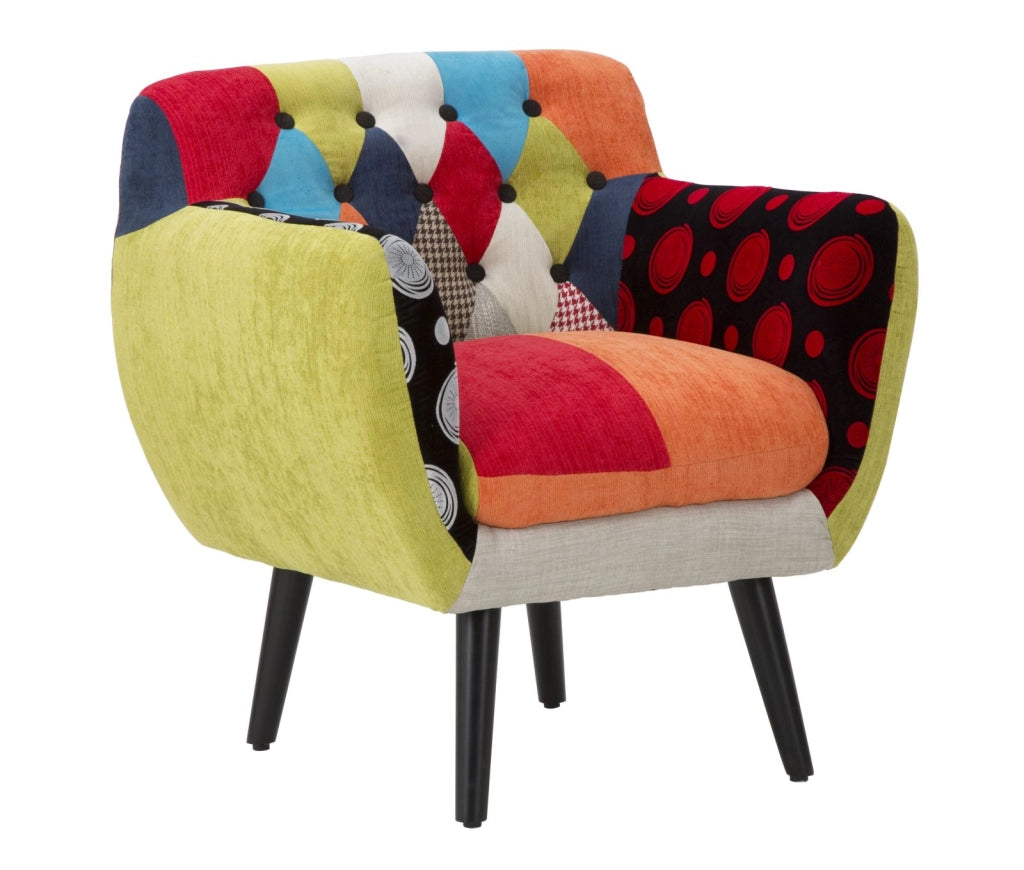 Poltrona elegante, tessuto colorato, gambe legno nero 71x63x78cm Imperial New