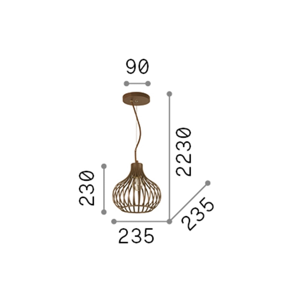 Sospensione Industrial-Minimal Onion Metallo Coffee 1 Luce E27 D23Cm