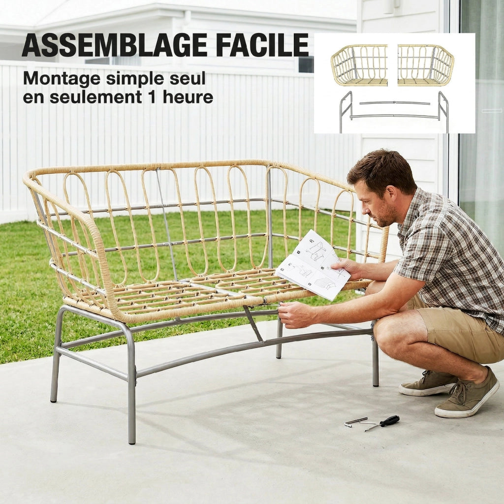 Divano da Giardino 2 Posti in Resina Intrecciata ¨C Zephmum ¨C 120x67x79 cm Marrone
