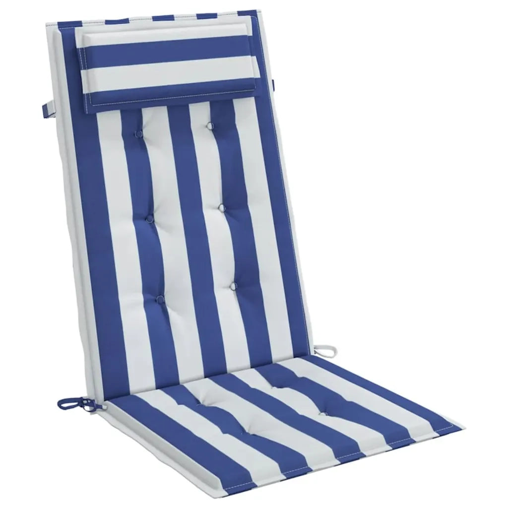 Cuscini Sedia Schienale Alto 6 pz Bianco e Blu Tessuto Oxford 361921