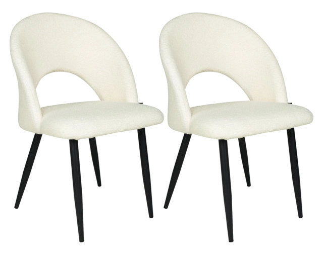 Sedia da pranzo imbottita in tessuto bianco bouclè - Zoe (2 pz) - SD08ZOPM