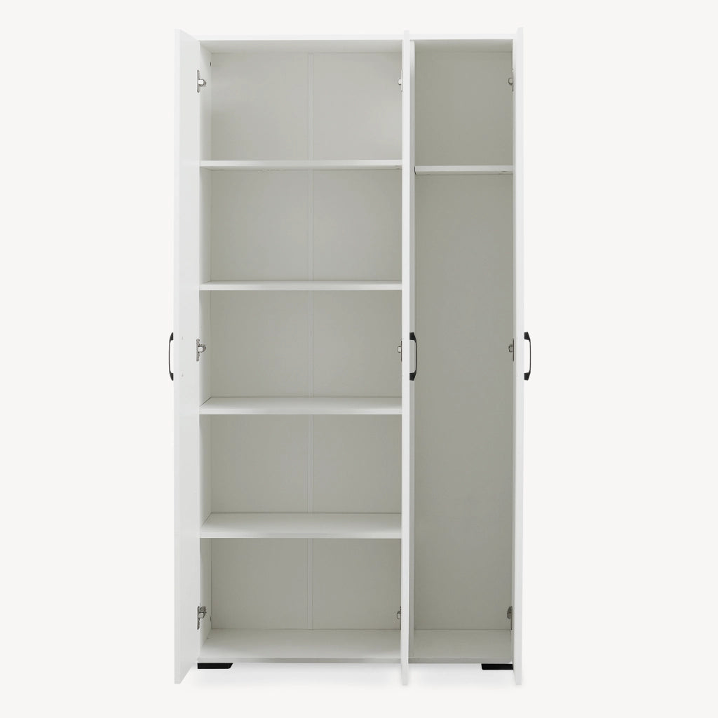 Armadio Multifunzionale Chalvefted a 3 Ante e 7 Ripiani 175x90x35 cm - Bianco [en.casa]
