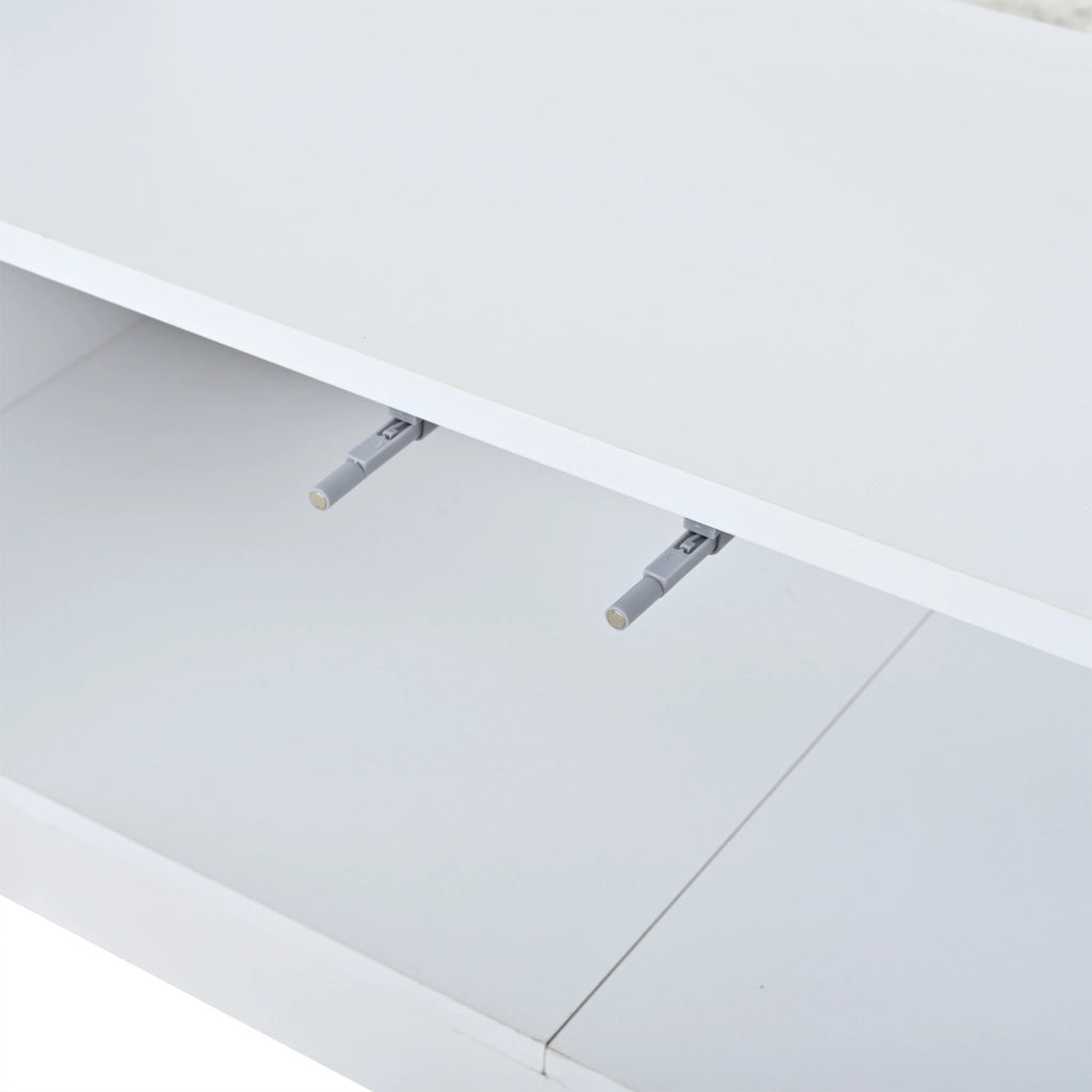 Mobile porta TV con LED, 4 ante e 8 vani contenitore, per soggiorno, in truciolato bianco lucido, 180 × 35 × 60 cm