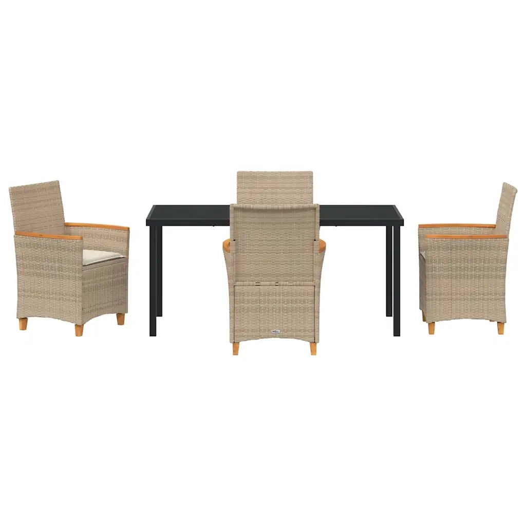 Set da Pranzo per Giardino 5 pcs Beige polyrattan 3381103