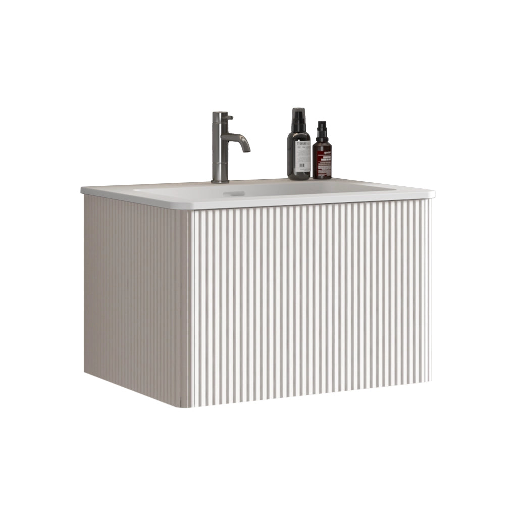 MOBILE LAVABO sospeso 60 cm Bianco con lavabo in Solid Surface