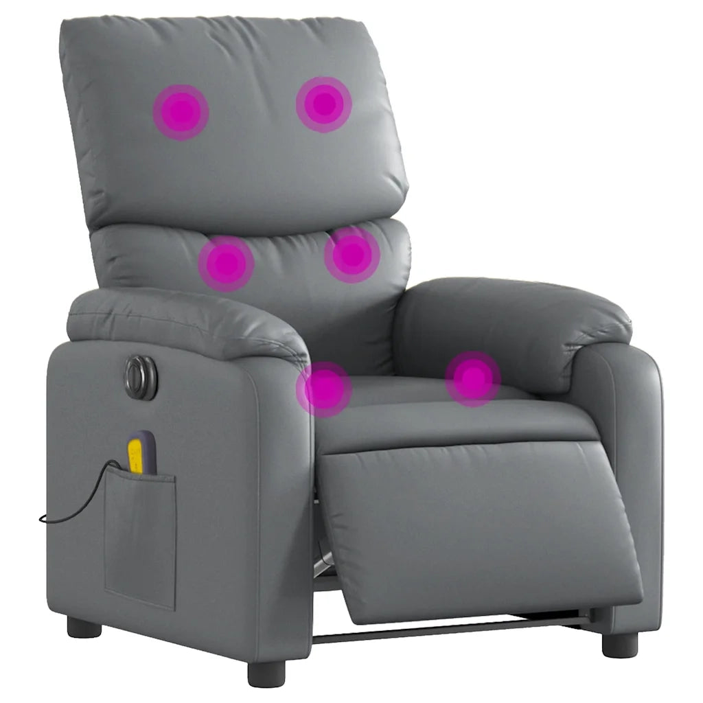 Poltrona Massaggiante | Sedia Relax Elettrica Reclinabile Grigio Similpelle