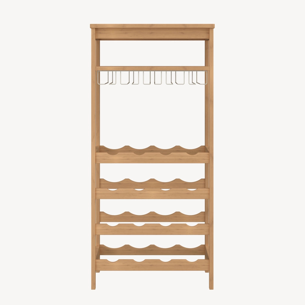 Scaffale Portabottiglie Fillby Cantinetta Vino 100 x 47 x 29 cm in Bambù Naturale [en.casa]