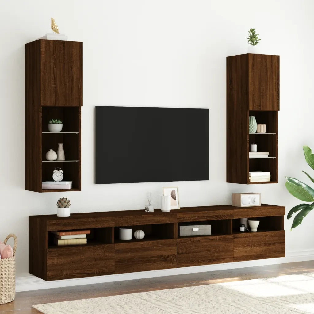 Mobile TV | Armadietto TV | Mobile Porta TV con Luci LED Rovere Marrone 30,5x30x102 cm