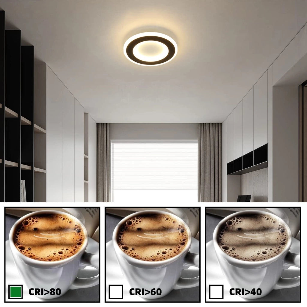 ZMH Lampada da soffitto a LED in bianco e nero da 24 cm per soggiorno e corridoio