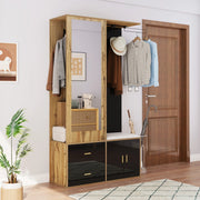 Armadio Set con Specchio e Scarpiera ¨C MINIMAL ¨C Nero, Legno, Appendiabiti