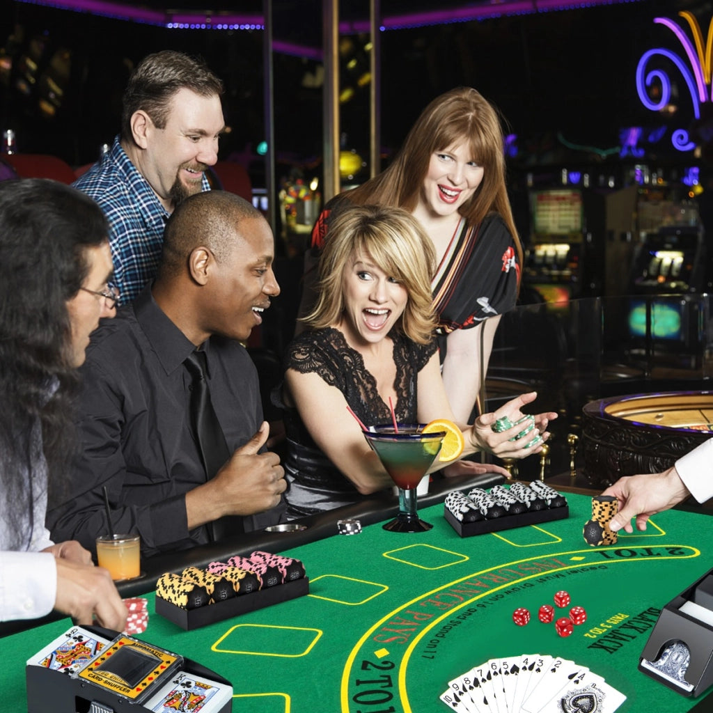 Set di fiches da poker per casin¨°, Fiches da gioco con 300 pezzi di fiches 2 mazzi di carte tappeto da poker Nero