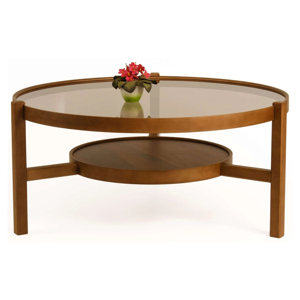Olzai, Tavolino da Salotto un Vano, 100x100x48h cm Marrone Noce