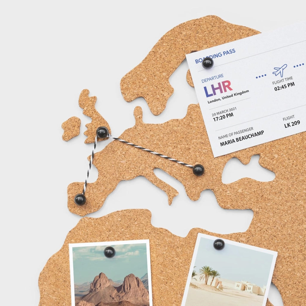 Luckies of London Corkboard Map - Mappamondo in sughero autoadesivo con puntine - Idea regalo viaggio