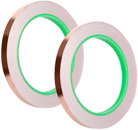 Tappetina di rame a doppia faccia con nastro di rame conduttivo - Adesivi conduttori autoadesivi - Protezione EMI in vetro di piombo - Circuiti di carta per artigianato - 20m x 6mm