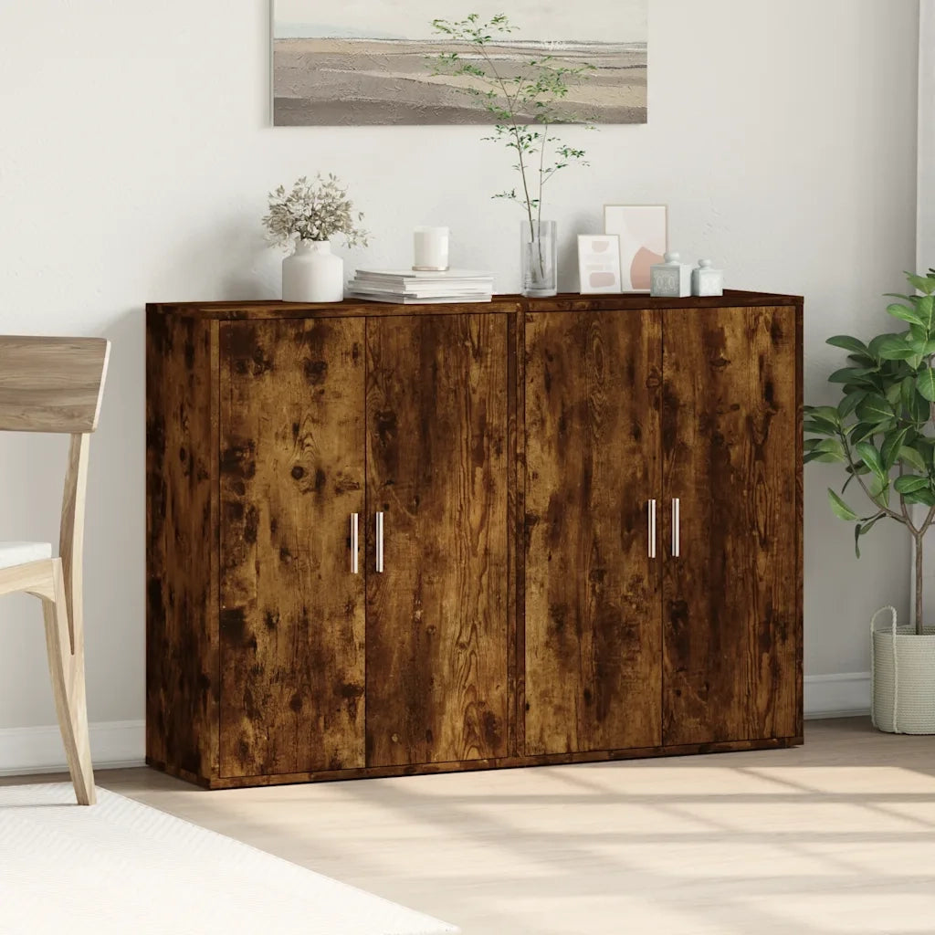 Credenze 2 pz | Madia | Buffet da pranzo | Armadio da pranzo Rovere Fumo 60x31x84 cm in Legno Multistrato