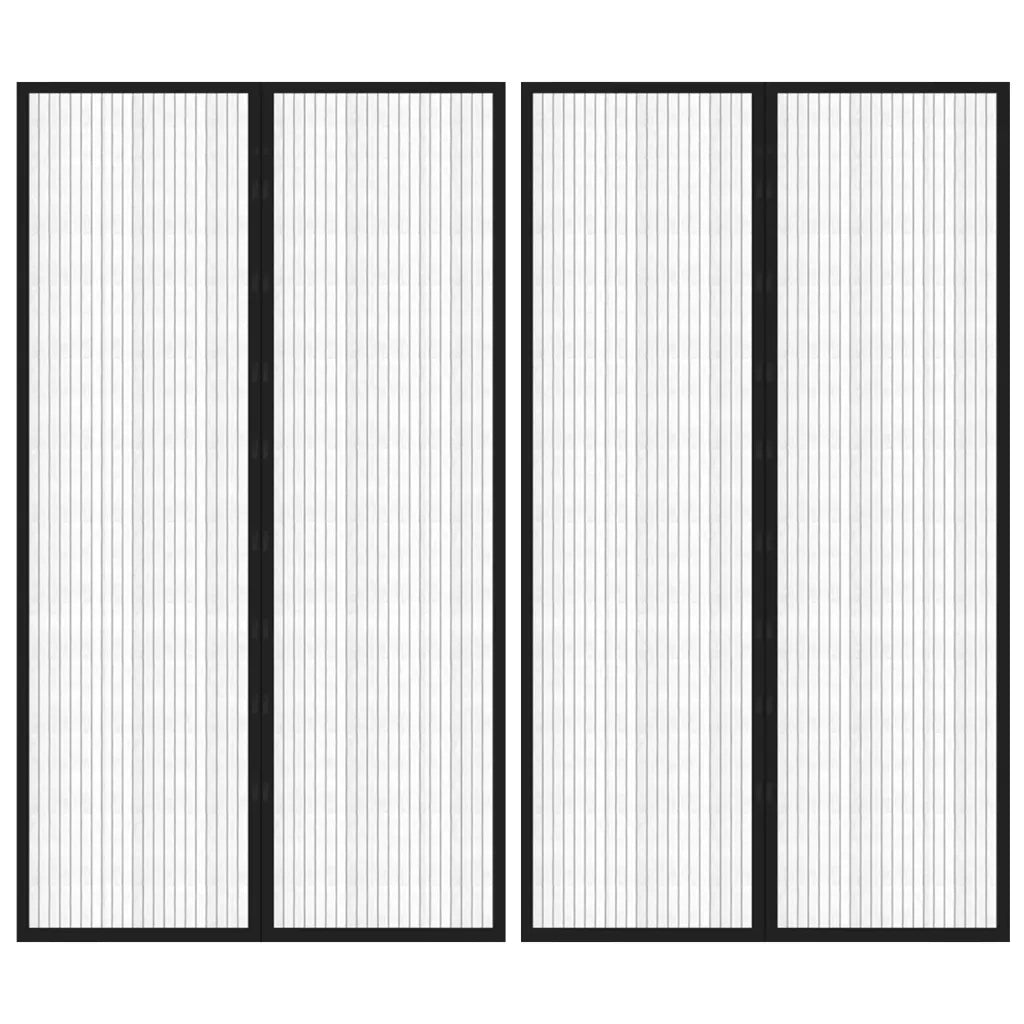Tende Antimosche 2 pz per Porte con Magneti Nere 200x80 cmcod mxl 95414