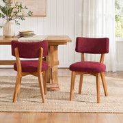 Set 2 sedie da pranzo 54;5x47x77 cm rosso vino in legno; imbottite