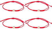 Set di bracciali in nylon rossa, filigrana, per donna, set da 4 pezzi, flessibili