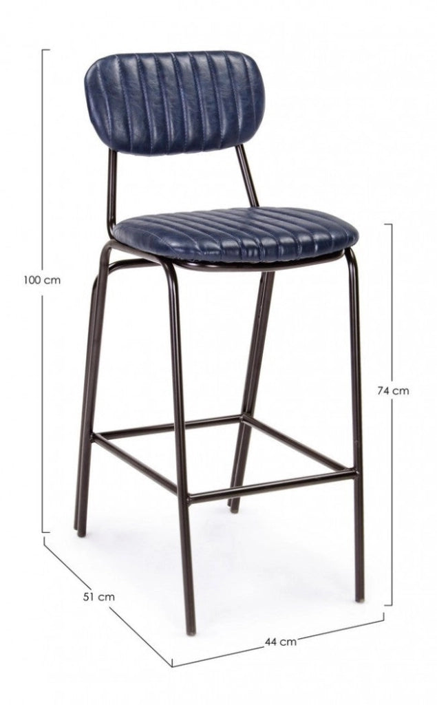 Sgabello Bar Debbie Blu Vintage Imbottito in Similpelle