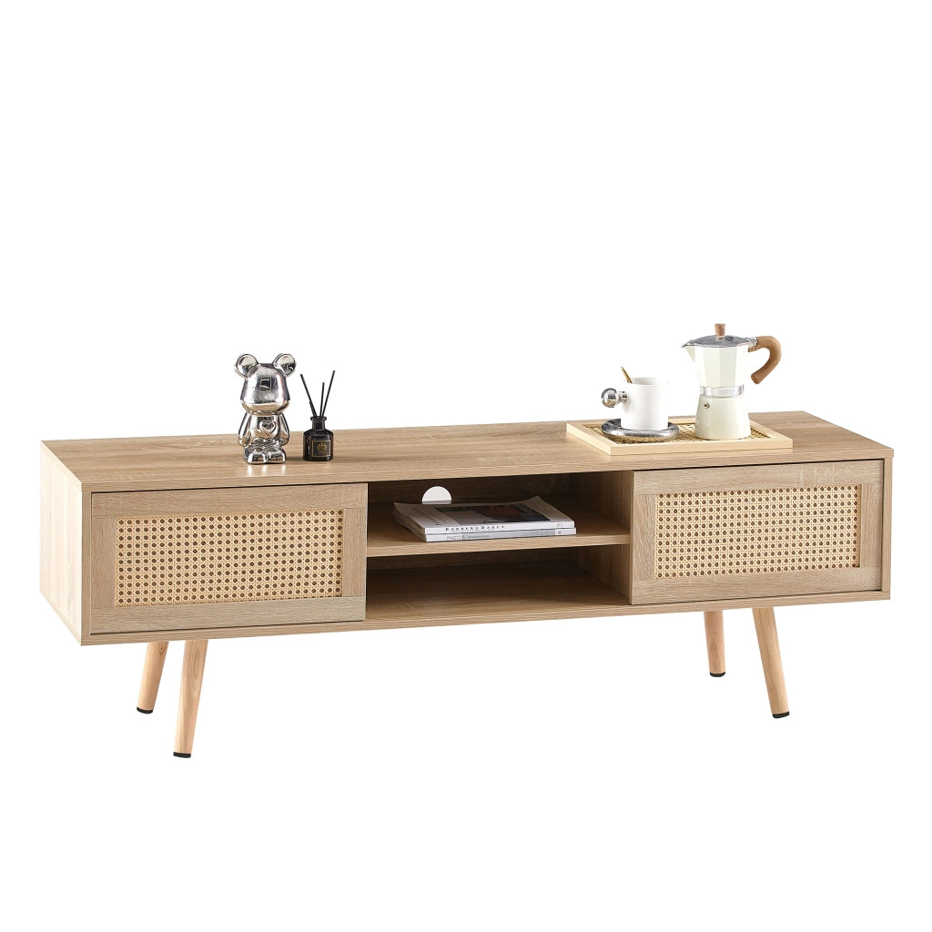 Cassettiera per TV in MDF colore legno naturale lunghezza 1400 cm
